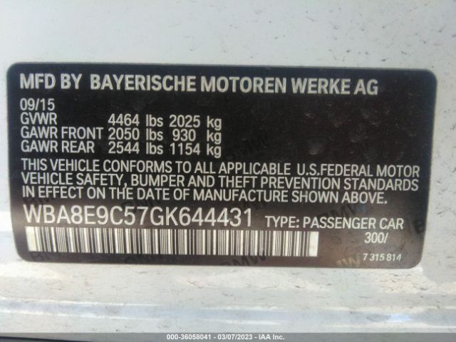 WBA8E9C57GK644431 BMW 3 Series 328i