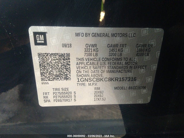 Chevrolet Tahoe Lt 2019 1GNSCBKC8KR157316 Image 10