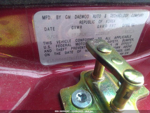 Suzuki Forenza 2007 KL5JD56Z07K531263 Image 10