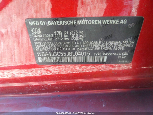 2018 BMW 4 Series, VIN: WBA4J3C55JBL04015