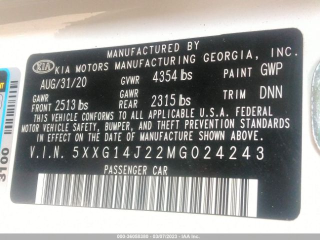 5XXG14J22MG024243 KIA K5 LXS