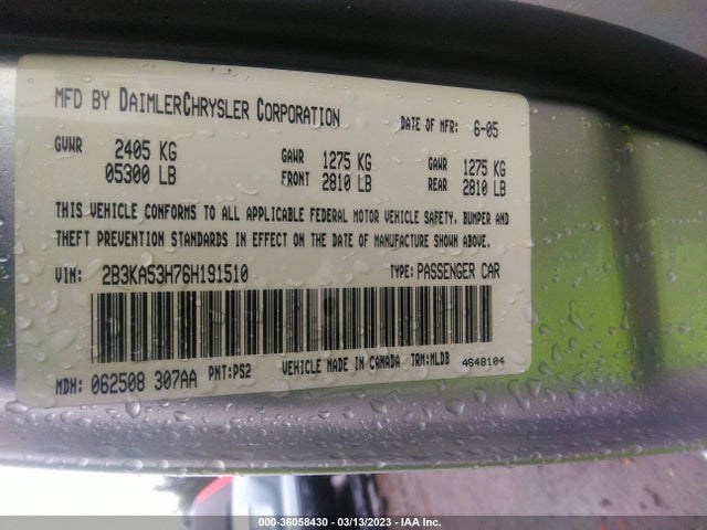 Dodge CHARGER R/T 2006 2B3KA53H76H191510 Image 11