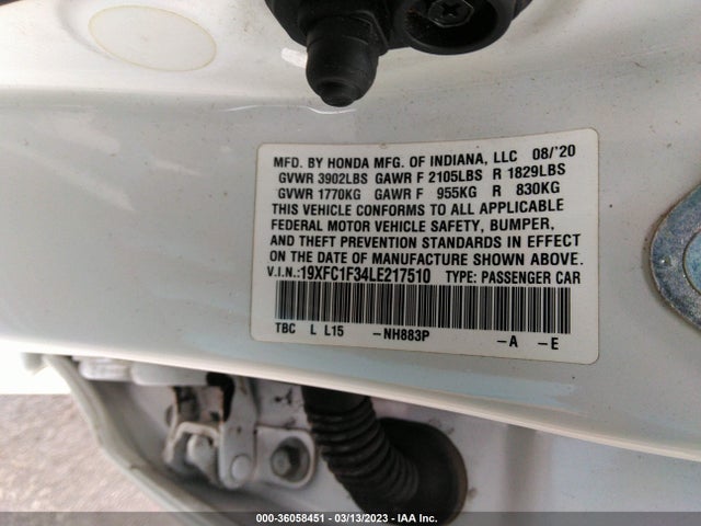 Honda Civic Sedan Ex 2020 19XFC1F34LE217510 Image 10