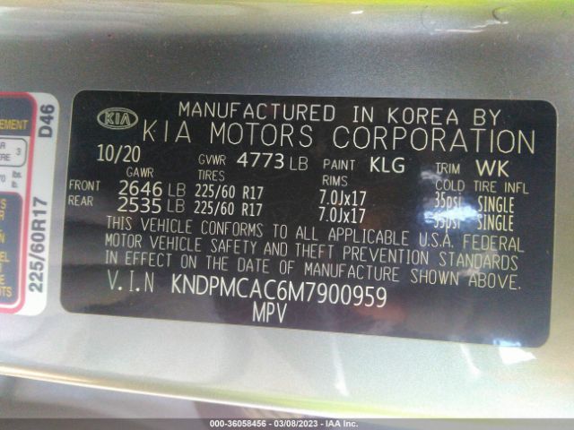 KNDPMCAC6M7900959 KIA Sportage Lx