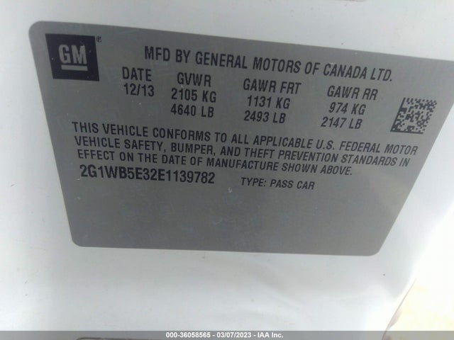 Chevrolet Impala Limited Lt 2014 2G1WB5E32E1139782 Image 7