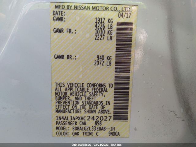 1N4AL3APXHC242027 Nissan Altima 2.5 S