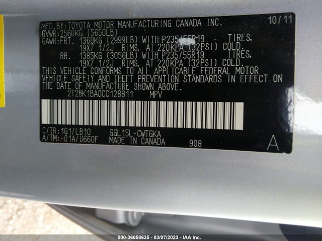 Lexus RX 350 2012 2T2BK1BA0CC128811 Image 9