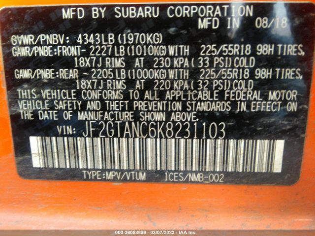 JF2GTANC6K8231103 Subaru Crosstrek Limited