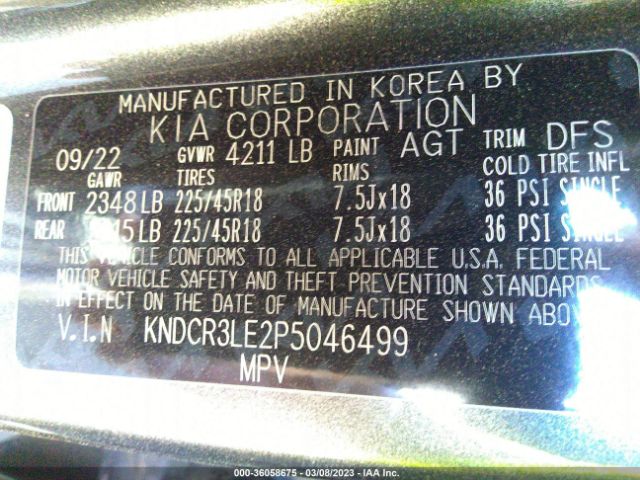 KNDCR3LE2P5046499 KIA Niro Ex Touring
