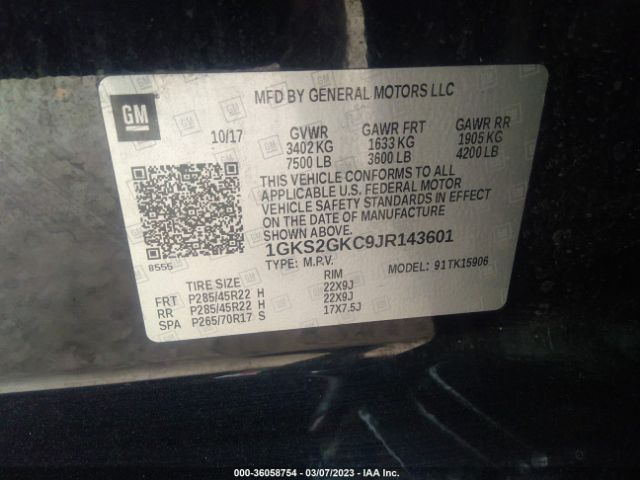 1GKS2GKC9JR143601 GMC Yukon Xl Slt