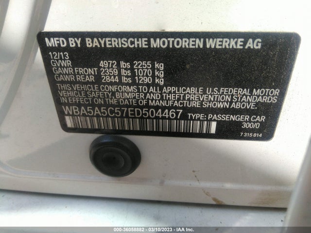 BMW 5 Series 528i 2014 WBA5A5C57ED504467 Image 9