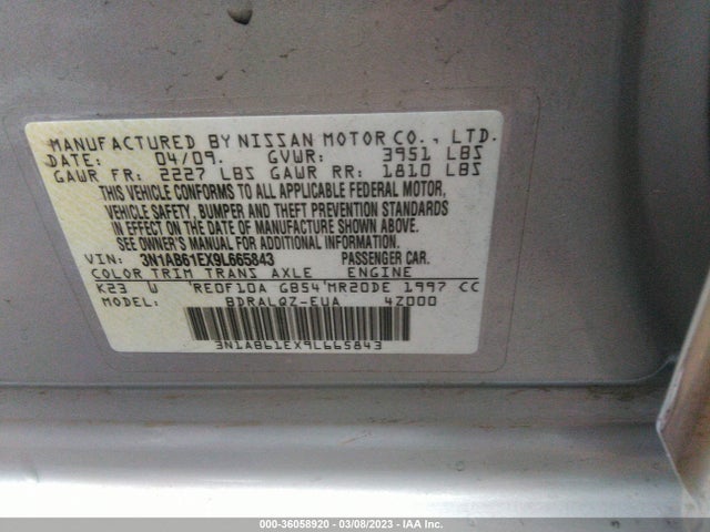 2009 NISSAN SENTRA 2.0 FE+ VIN: 3N1AB61EX9L665843