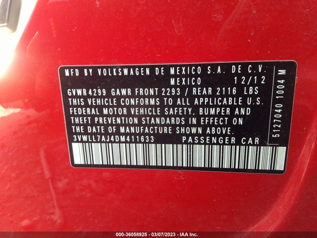 2013 VOLKSWAGEN JETTA SEDAN TDI W/PREMIUM/NAV VIN: 3VWLL7AJ4DM411633