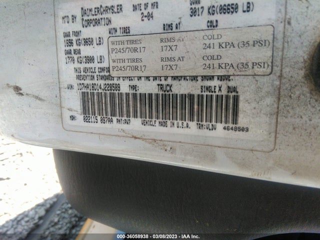 Dodge Ram 1500 Slt 2004 1D7HA18D14J228589 Image 10