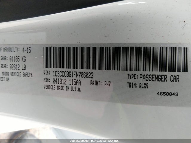 1C3CCCBG1FN706023 Chrysler 200 S