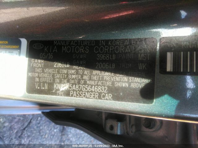 KNAFK5A87G5646832 KIA Forte 5-door Lx