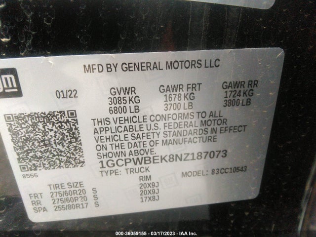 Chevrolet Silverado 1500 Ltd Custom 2022 1GCPWBEK8NZ187073 Image 9