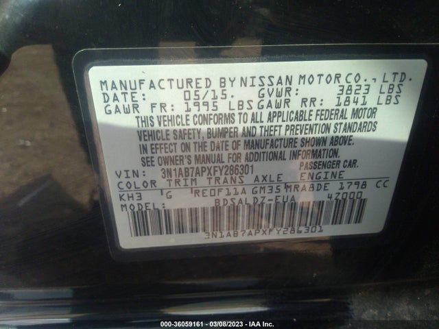 Nissan SENTRA SV 2015 3N1AB7APXFY286301 Image 11