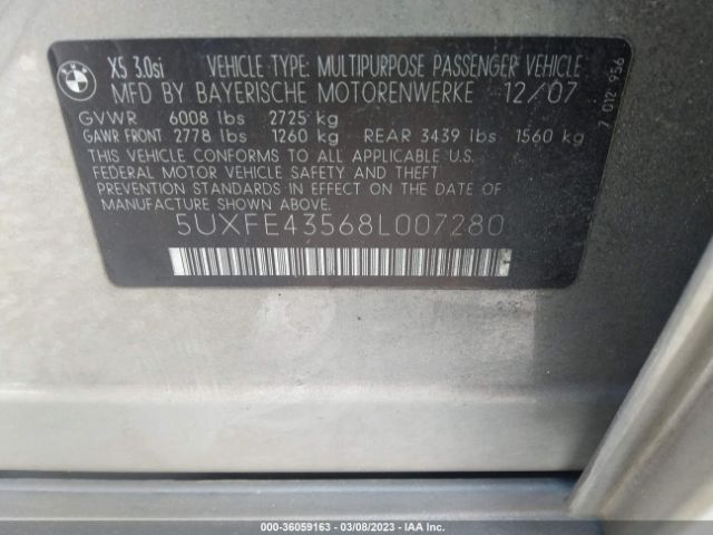 5UXFE43568L007280 BMW X5 3.0SI