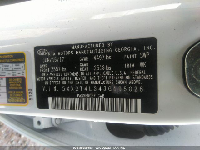 5XXGT4L34JG196026 KIA Optima Lx