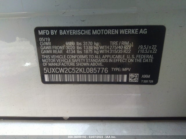 2019 BMW X7, VIN: 5UXCW2C52KL085776