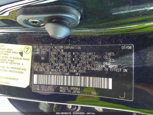 Toyota HIGHLANDER HYBRID 2006 JTEDW21A260011668 Image 10