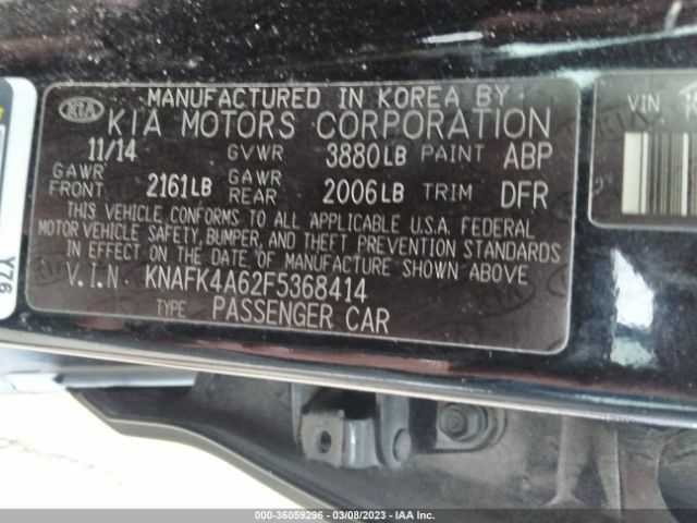 KNAFK4A62F5368414 KIA FORTE LX
