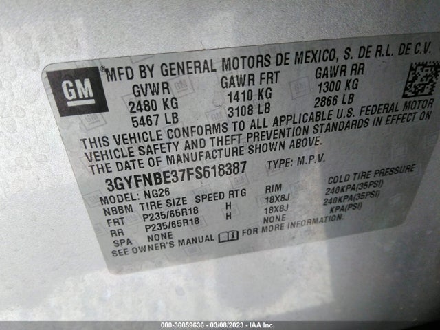 2015 Cadillac SRX, VIN: 3GYFNBE37FS618387