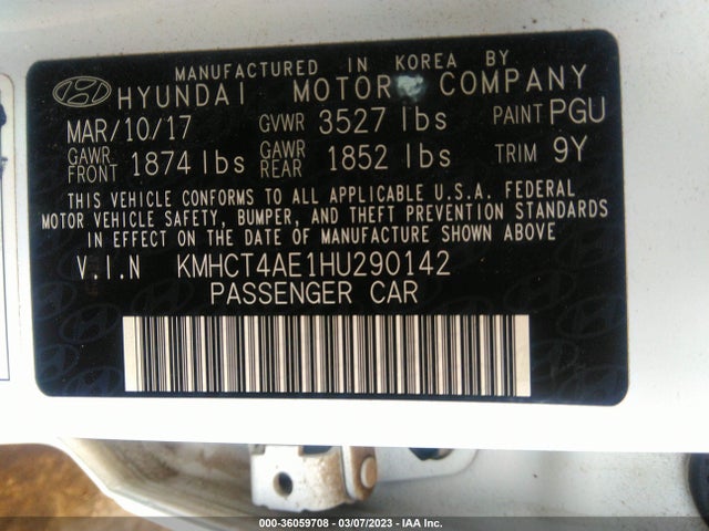 Hyundai ACCENT SE 2017 KMHCT4AE1HU290142 Image 10