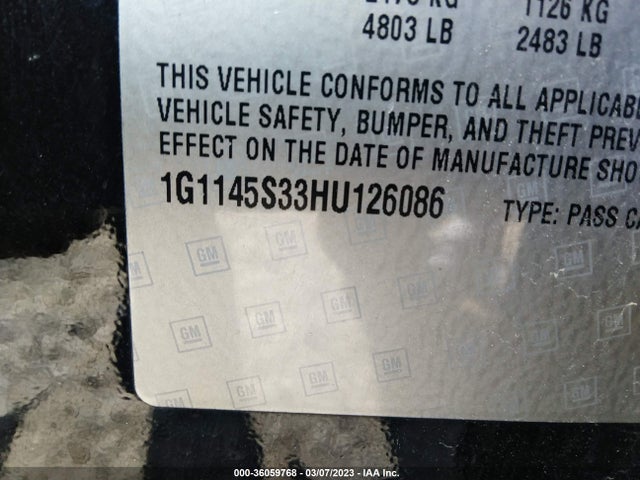 Chevrolet Impala Premier 2017 1G1145S33HU126086 Image 10