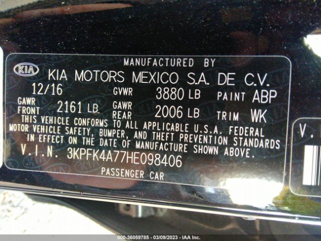 3KPFK4A77HE098406 KIA FORTE LX