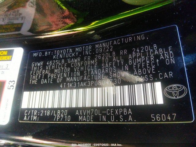 2023 Toyota Camry, VIN: 4T1K31AK3PU604730