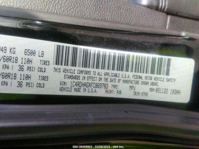 1C4RDHAGXFC869783 Dodge Durango Sxt