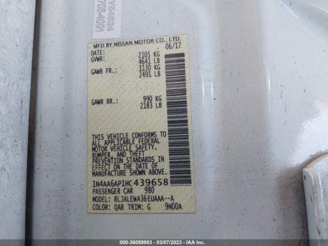 1N4AA6AP1HC439658 Nissan MAXIMA SL