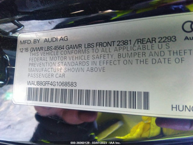 WAUB8GFF4G1068583 Audi A3 2.0t Premium
