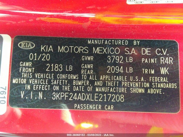 KIA Forte Lxs 2020 3KPF24ADXLE217208 Image 9