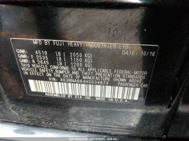 4S3BNAS64H3034874 Subaru Legacy Sport