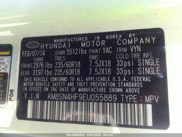 Hyundai Santa Fe Gls 2014 KM8SN4HF9EU055889 Image 10