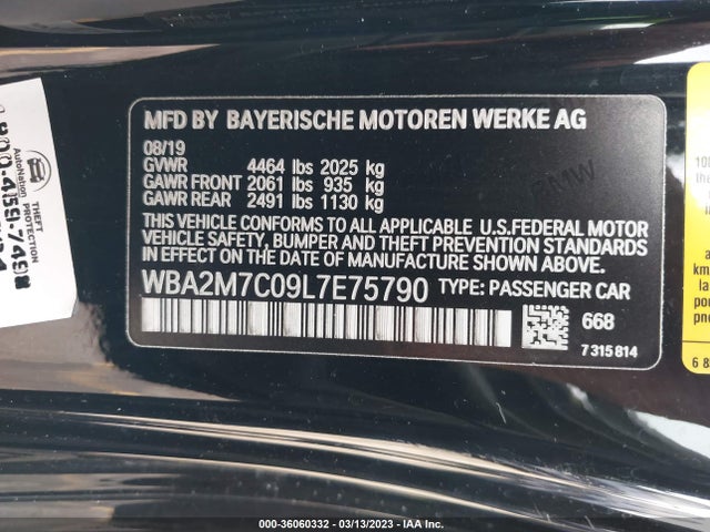 2020 BMW 2 Series, VIN: WBA2M7C09L7E75790