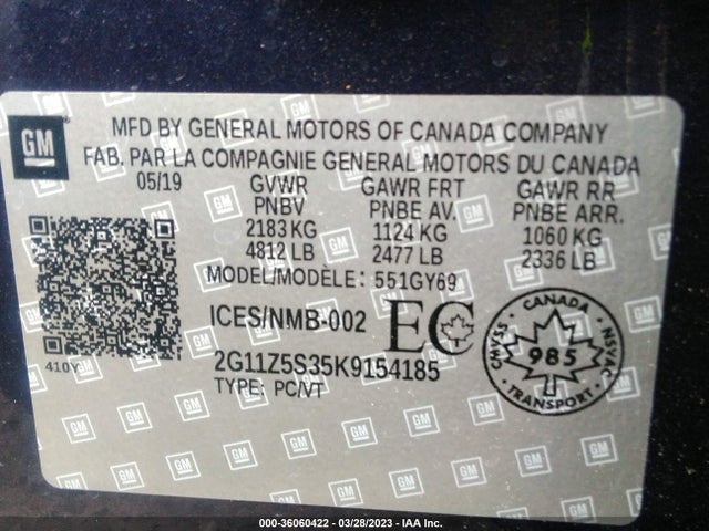 Chevrolet IMPALA LT 2019 2G11Z5S35K9154185 Image 9