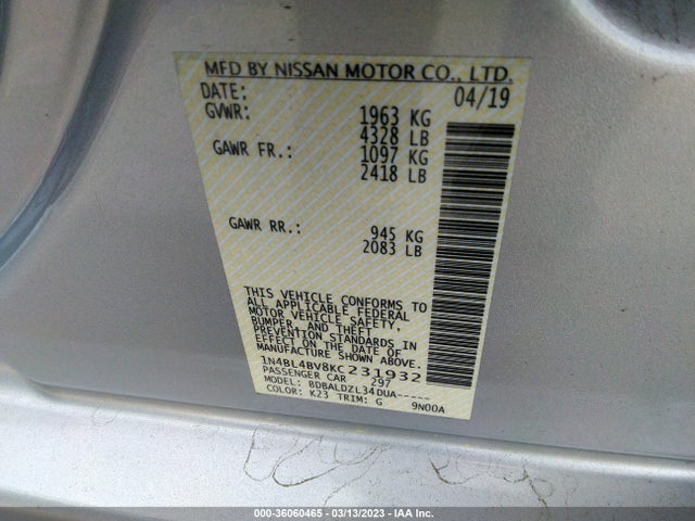 Nissan Altima 2019 1N4BL4BV8KC231932 Image 22