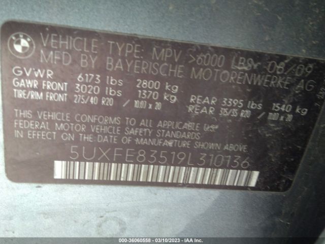 5UXFE83519L310136 BMW X5 48i