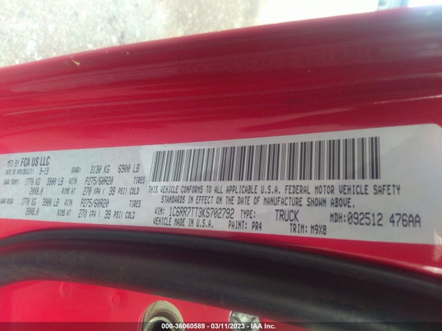 1C6RR7TT3KS702792 RAM 1500 Classic Big Horn