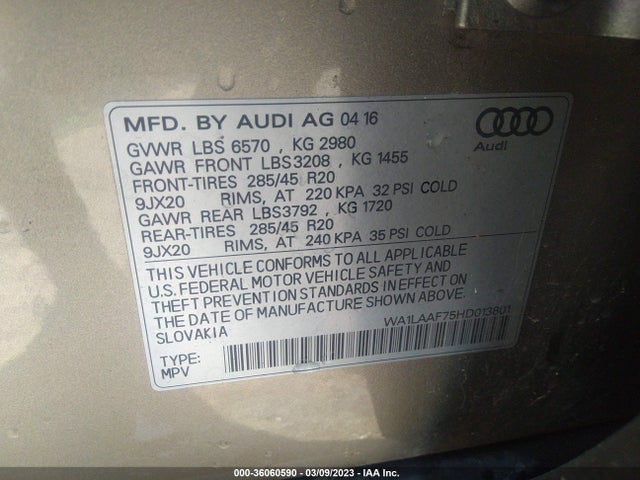 WA1LAAF75HD013801 Audi Q7 Premium Plus