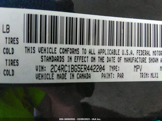 2C4RC1BG5ER442204 Chrysler Town & Country Touring