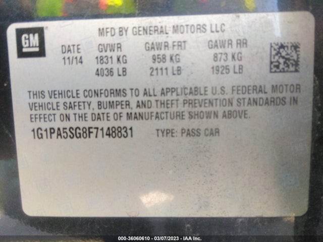 Chevrolet CRUZE LS 2015 1G1PA5SG8F7148831 Image 10