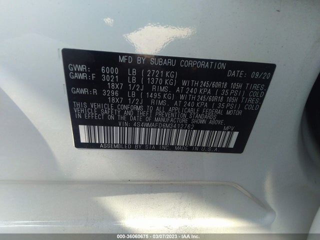 4S4WMAFD6M3412762 Subaru Ascent Premium