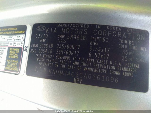 KNDMH4C33A6361096 KIA SEDONA EX