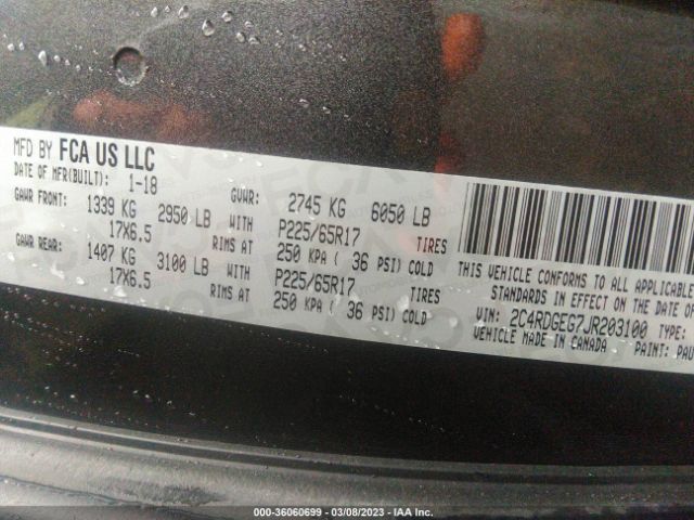 2C4RDGEG7JR203100 Dodge Grand Caravan Gt