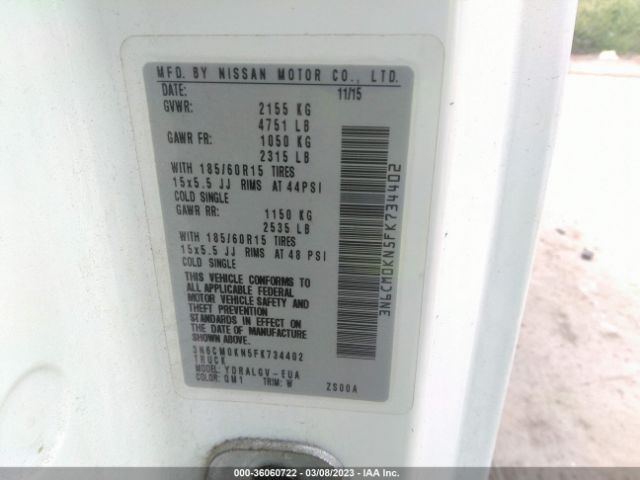 3N6CM0KN5FK734402 Nissan NV200 SV
